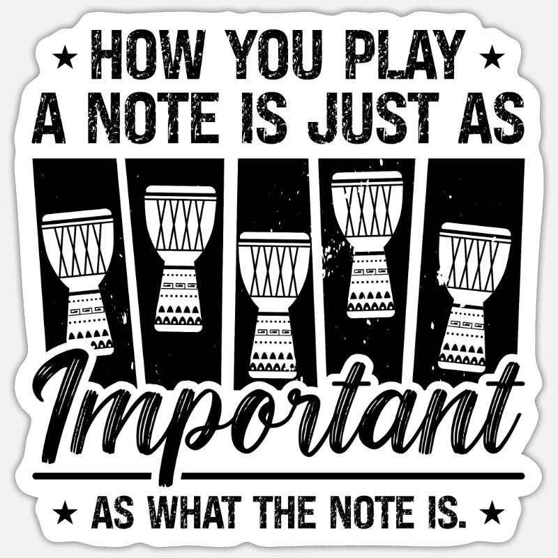 How You Play A Note Retro Drumming Djembe Player Sticker size S (10 x 10 cm)