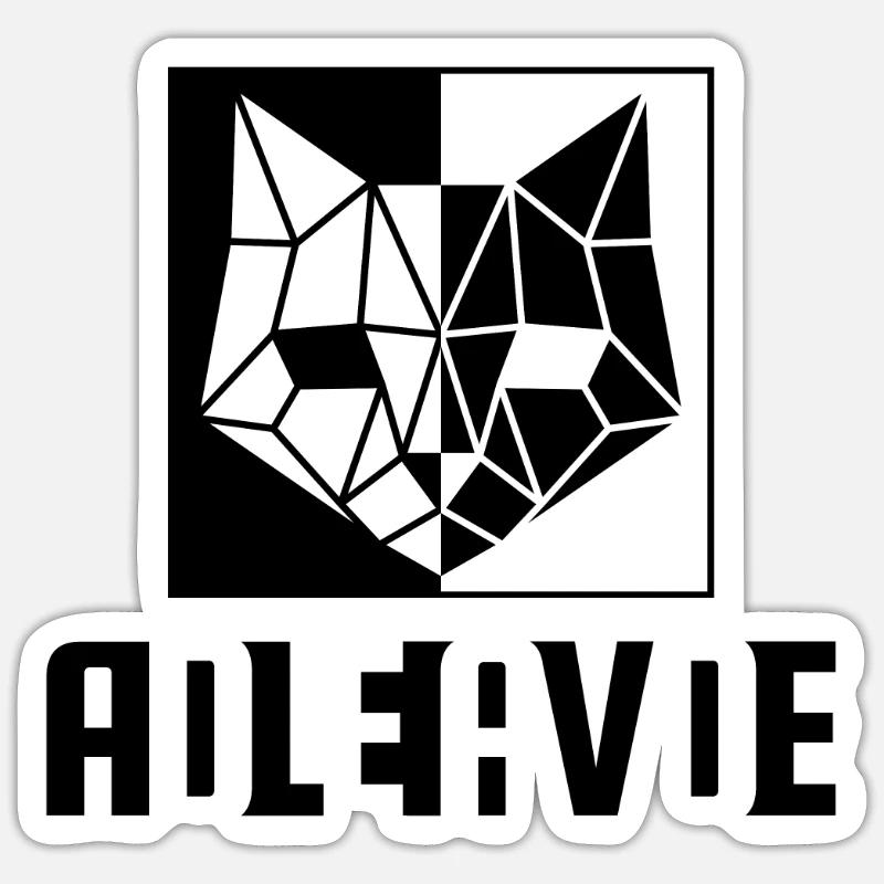 Le chat de Schrödinger mort et vivant - Sticker taille S (10 x 10 cm) - blanc mat