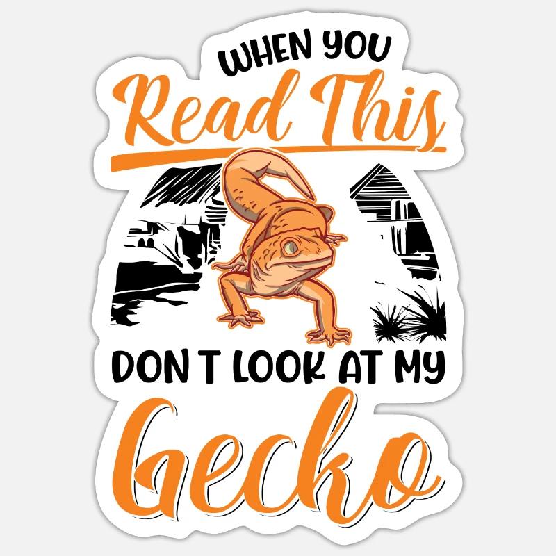 Gecko Geschenk Leopardgecko - Sticker Größe S (10 x 10 cm) - Mattweiß