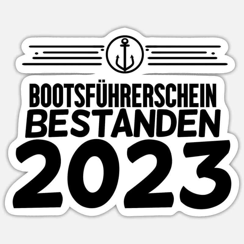 Bootsführerschein 2023 Motorboot Geschenk - Sticker Größe S (10 x 10 cm) - Mattweiß