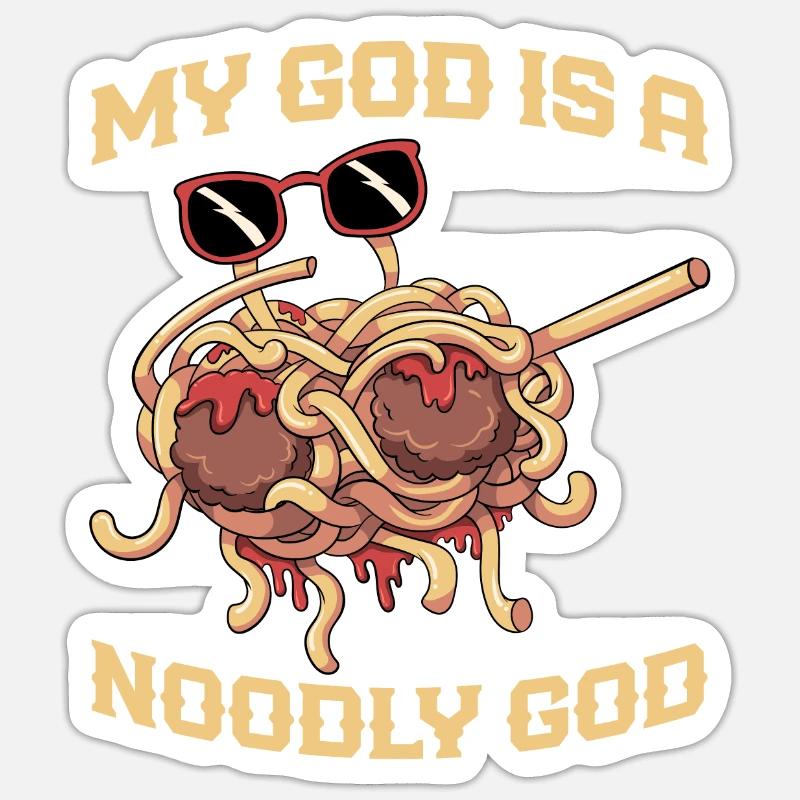 Dab Flying Spaghetti Monster - Sticker taille S (10 x 10 cm) - blanc mat