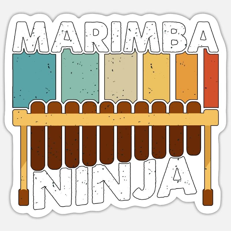 Marimba Ninja Retro Vibraphone Marimba Player Sticker Größe S (10 x 10 cm)