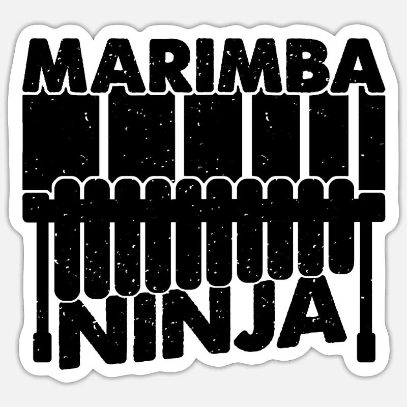 Marimba Ninja Retro Percussion Marimba Player - Sticker Größe S (10 x 10 cm) - Mattweiß