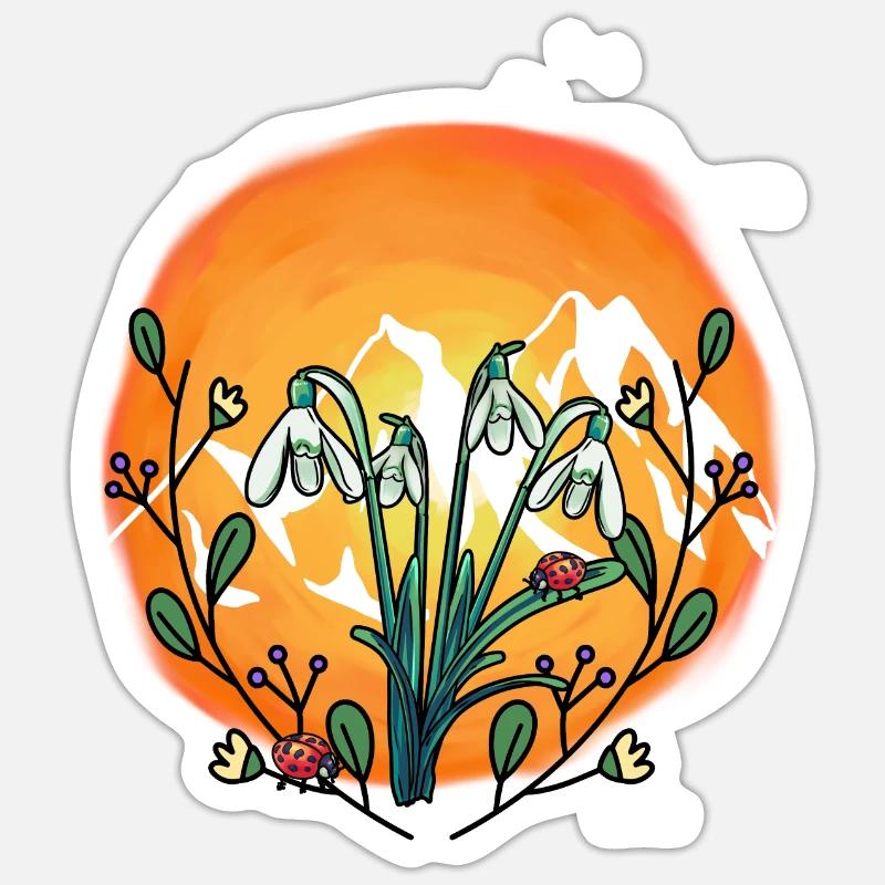 Sunshine Spring Snowdrop Austria - Sticker size S (10 x 10 cm) - white matte
