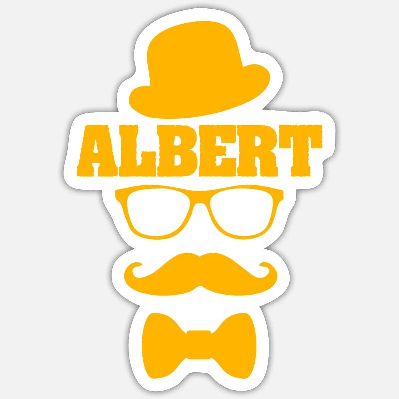 Hipster Albert - Sticker Größe S (10 x 10 cm) - Mattweiß