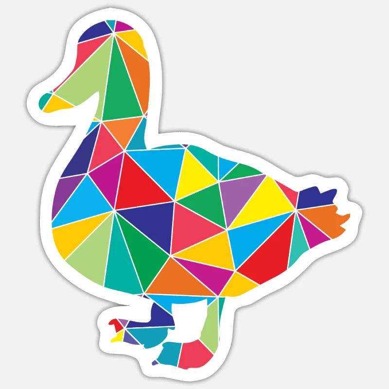 Ente Polygon Low Poly - Sticker Größe S (10 x 10 cm) - Mattweiß