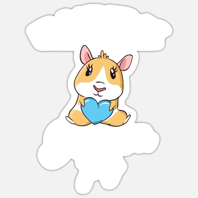 Cadeau mignon cochon d’Inde - Sticker taille S (10 x 10 cm) - blanc mat