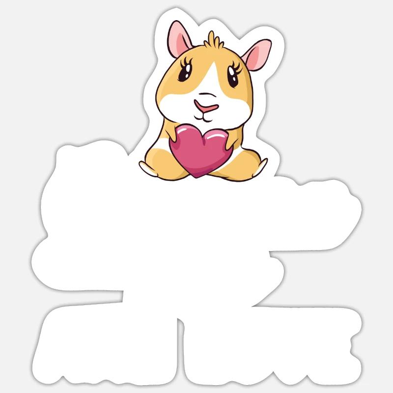 Cadeau mignon cochon d’Inde - Sticker taille S (10 x 10 cm) - blanc mat