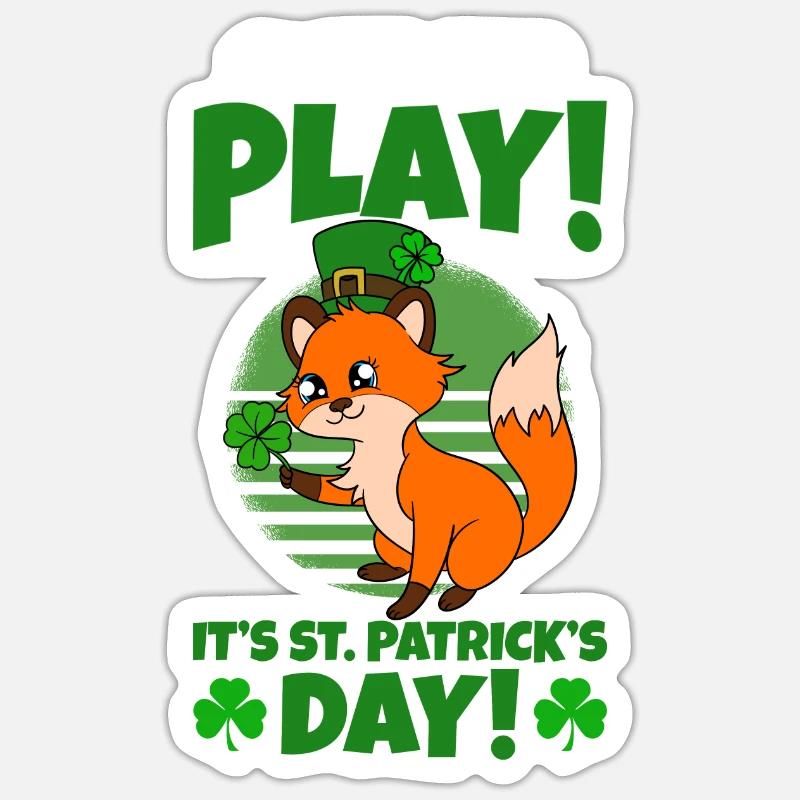 Mignon trèfle renard Saint-Patrick - Sticker taille S (10 x 10 cm) - blanc mat