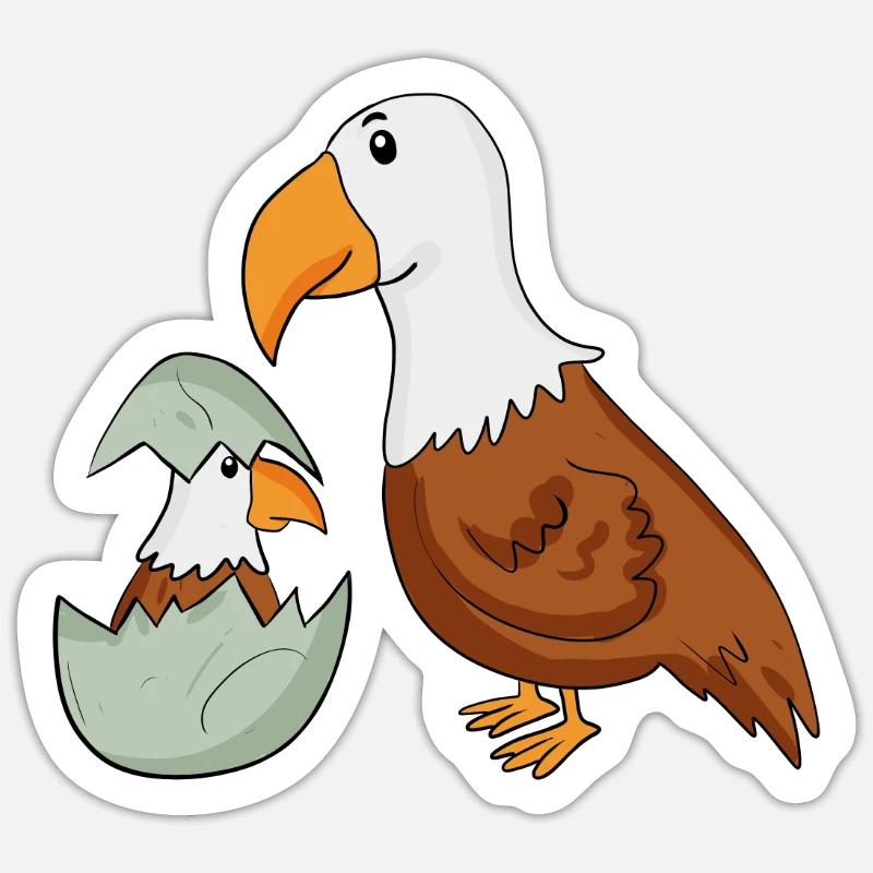 Famille Eagle - Aigle avec bébé - Eagle Motif Sticker taille S (10 x 10 cm)