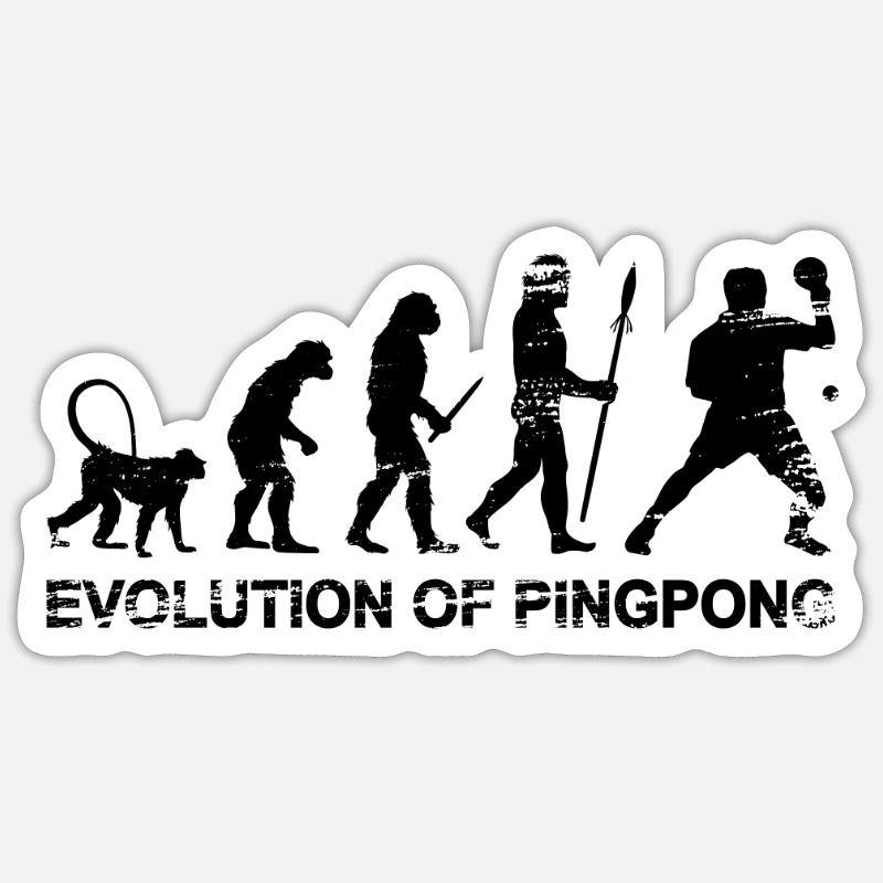 Evolution of Pingpong - Sticker Größe S (10 x 10 cm) - Mattweiß