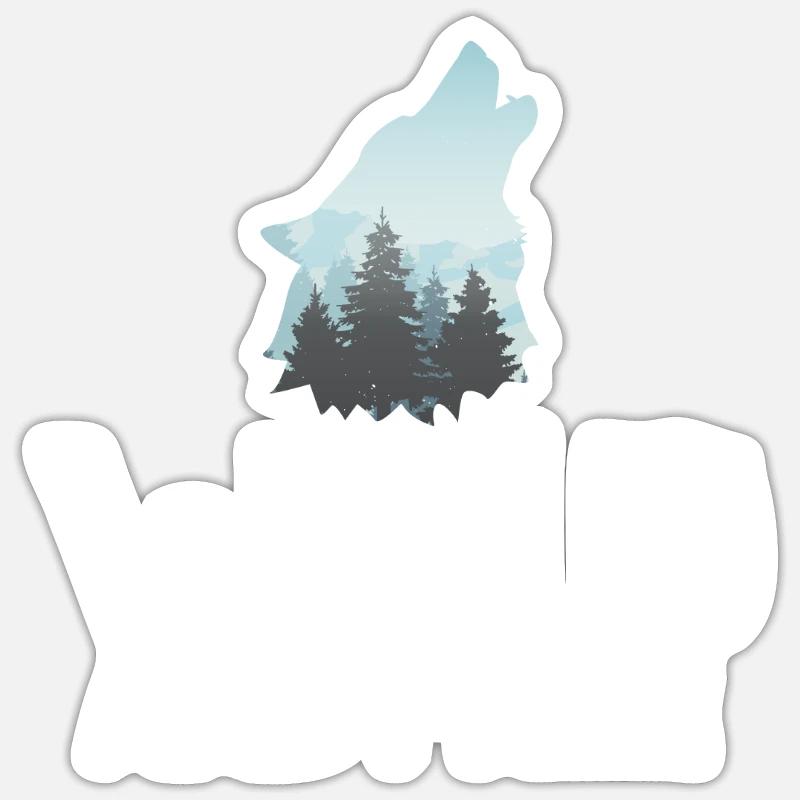 Wolf Geschenke Wolf Liebhaber - Sticker Größe S (10 x 10 cm) - Mattweiß