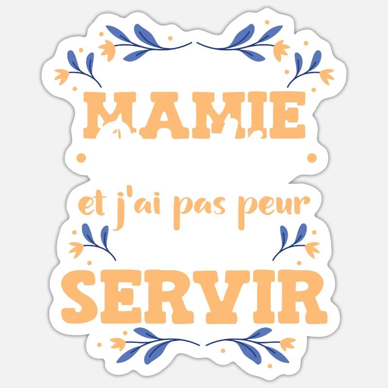 J'Ai Une Mamie Cinglée - Sticker taille S (10 x 10 cm) - blanc mat