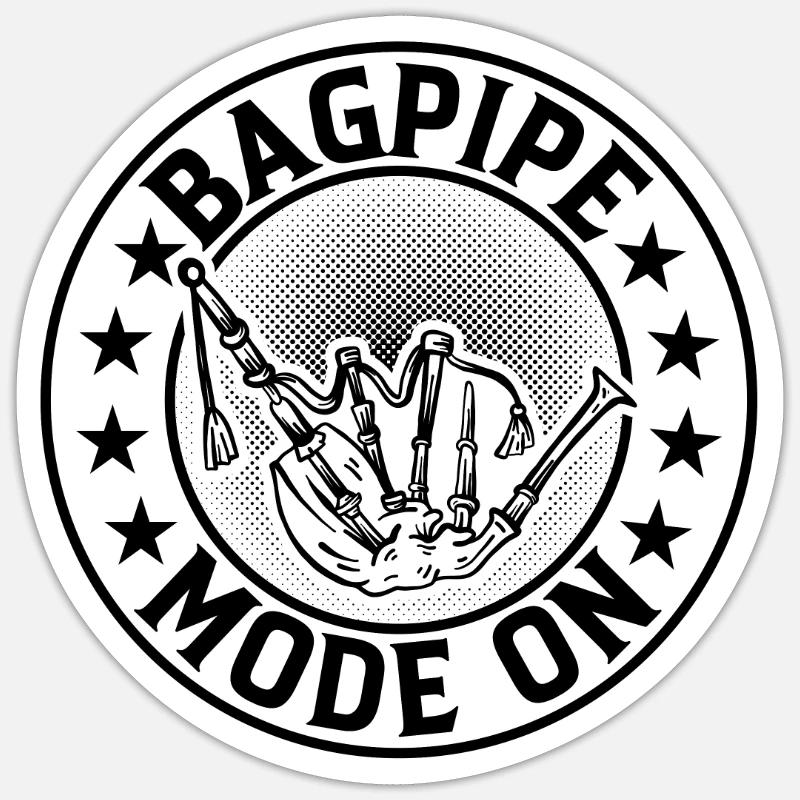 Bagpipe Mode On Bagpipe Instrument - Bagpipe Playe - Sticker Größe S (10 x 10 cm) - Mattweiß