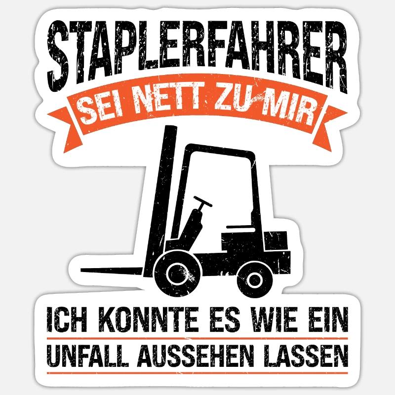 Staplerfahrer Beruf Stapler Geschenk - Sticker Größe S (10 x 10 cm) - Mattweiß