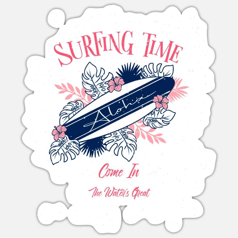 Surfing Time - Sticker size S (10 x 10 cm) - white matte