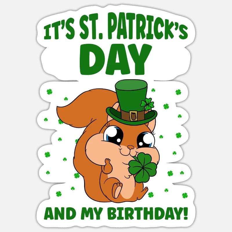Écureuil Clover Saint-Patrick - Sticker taille S (10 x 10 cm) - blanc mat