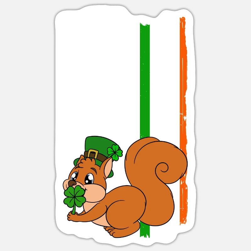 Écureuil Clover Saint-Patrick Sticker taille S (10 x 10 cm)