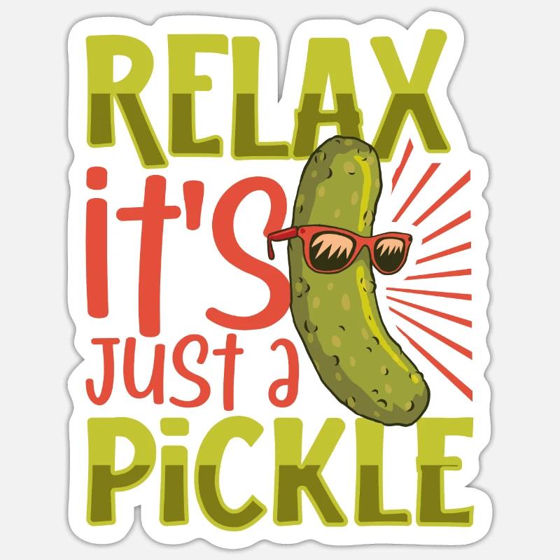 Détendez-vous c’est juste un cornichon - Concombre - Sticker taille S (10 x 10 cm) - blanc mat