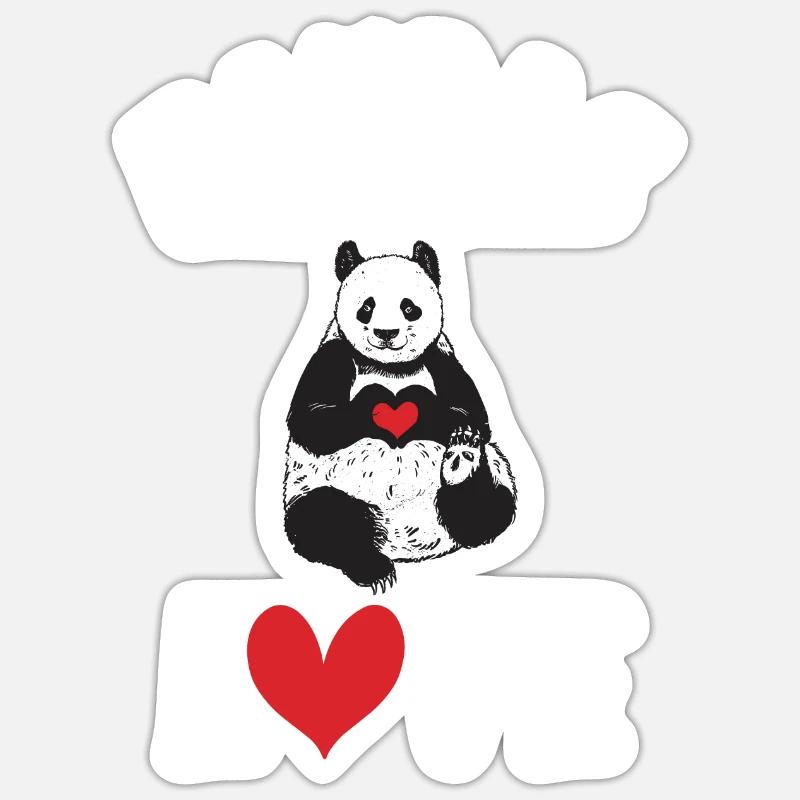 Panda Cadeaux Panda Lover - Sticker taille S (10 x 10 cm) - blanc mat