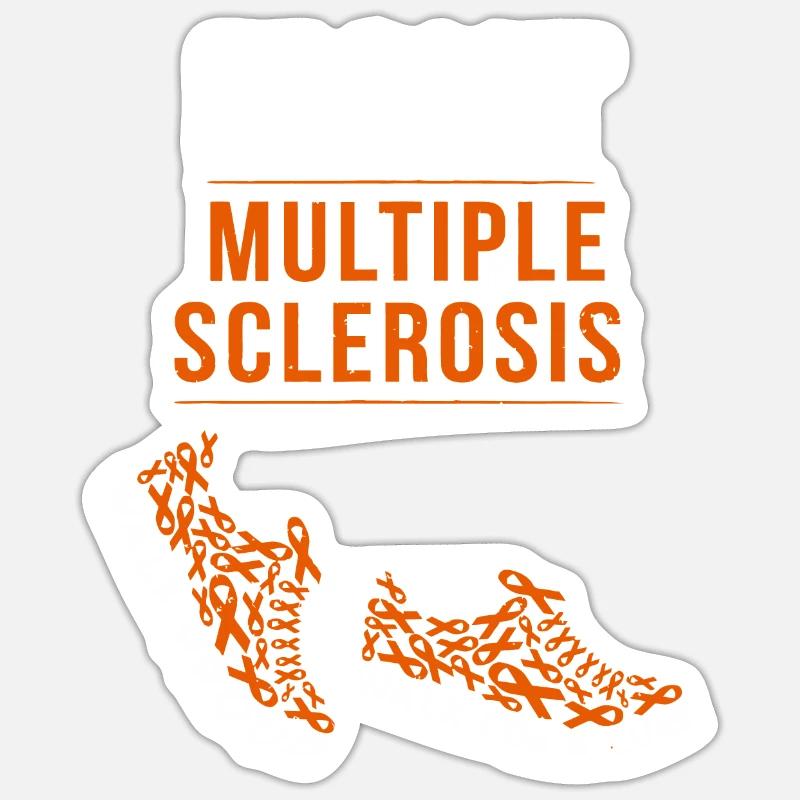 Kampf gegen Multiple Sklerose MS Awareness Warrior Ribb - Sticker Größe S (10 x 10 cm) - Mattweiß