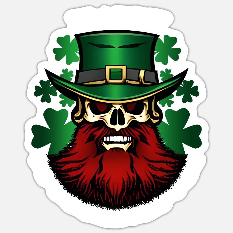 Bonne Saint-Patrick - Leprechaun - Shamrock - Sticker taille S (10 x 10 cm) - blanc mat