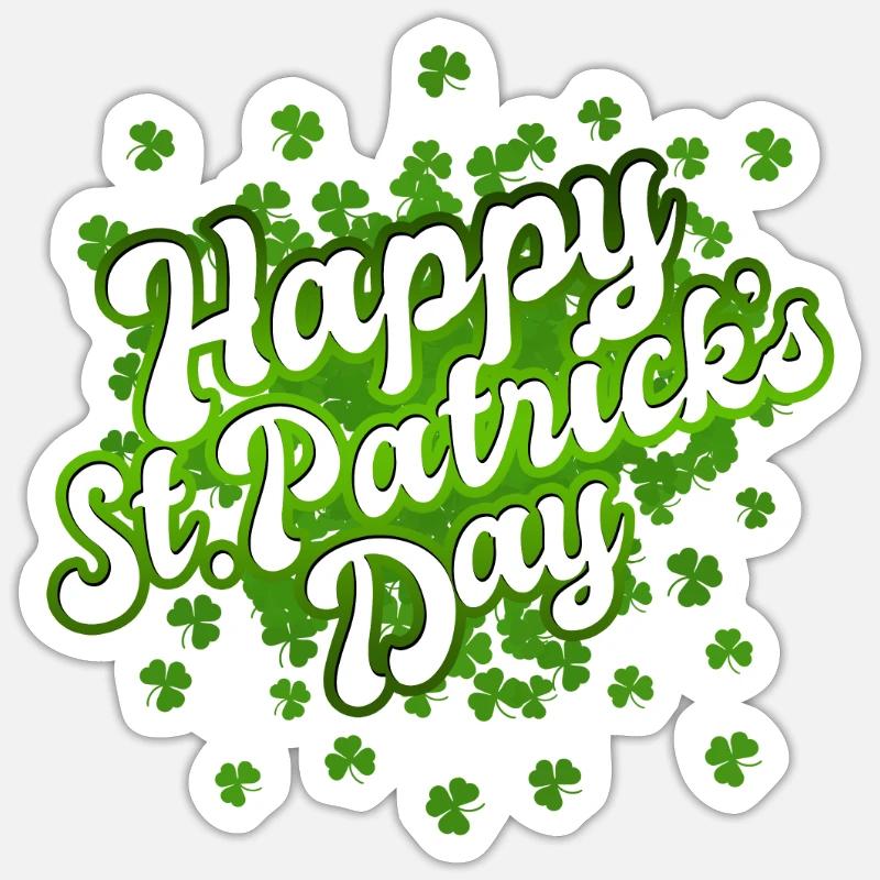 Bonne Saint-Patrick - Trèfle - Trèfle - Sticker taille S (10 x 10 cm) - blanc mat