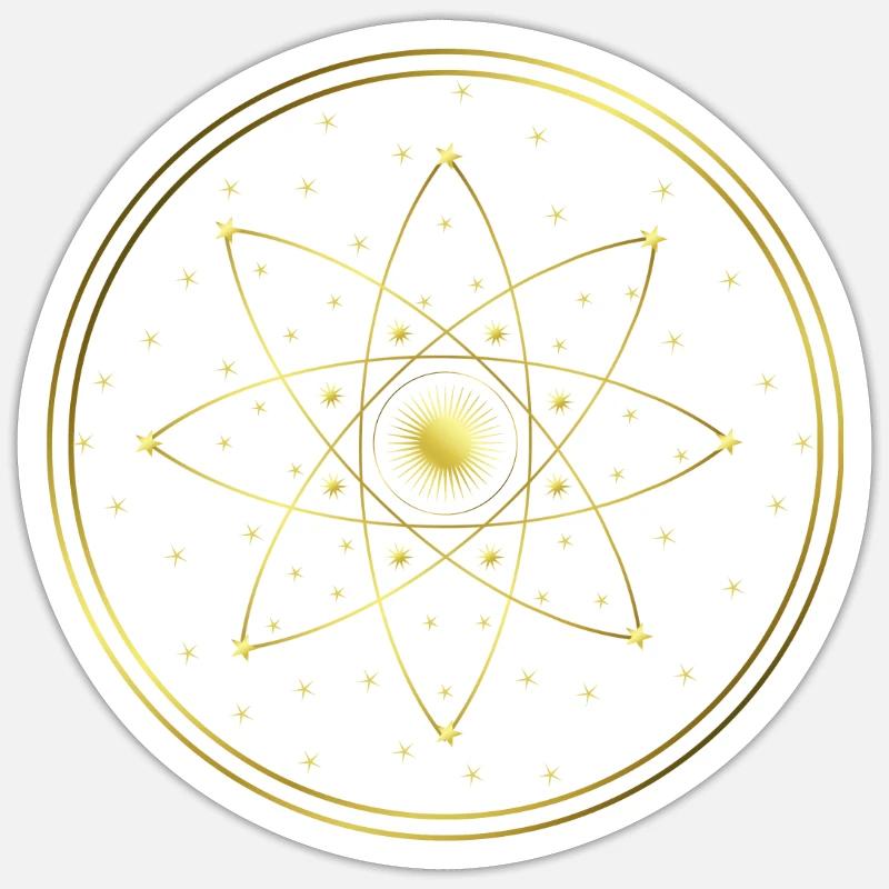 Étoiles - Soleil - Cercles - Graphisme - Géométrie - Sticker taille S (10 x 10 cm) - blanc mat