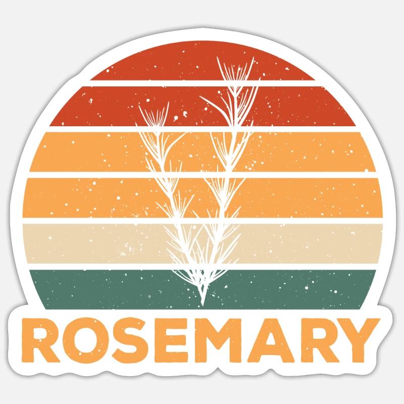 Rétro Romarin Design - Sticker taille S (10 x 10 cm) - blanc mat