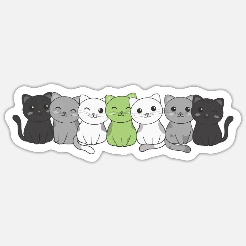 Ordre du jour Flag Non Binary Pride LGBTQ Mignon Chat - Sticker taille S (10 x 10 cm) - blanc mat