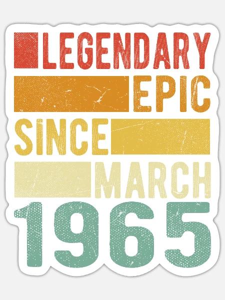 Geburtstag März 1965 Legendär Episch - Sticker Größe S (10 x 10 cm) - Mattweiß