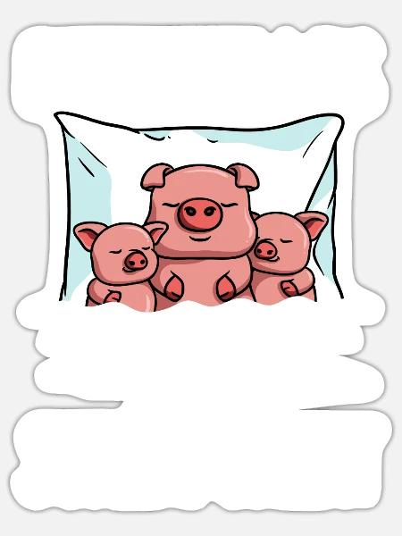 Offizielles Schlafshirt Schwein Schlafanzug - Sticker Größe S (10 x 10 cm) - Mattweiß