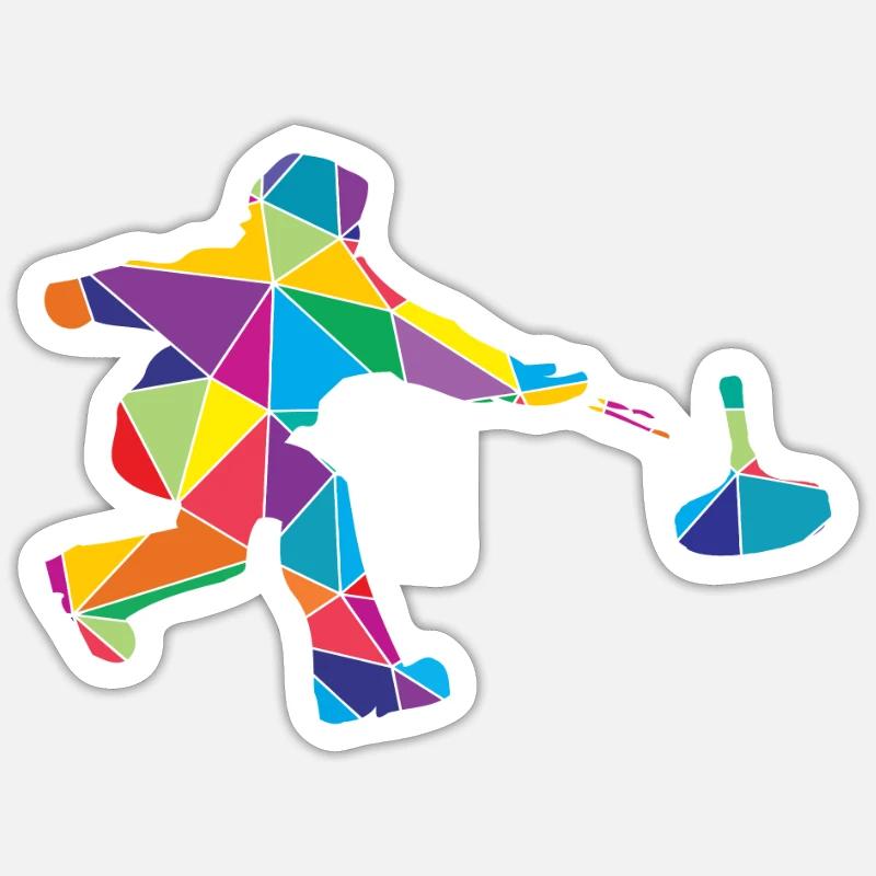 Low Poly Winter Polygon Curling Sticker size S (10 x 10 cm)