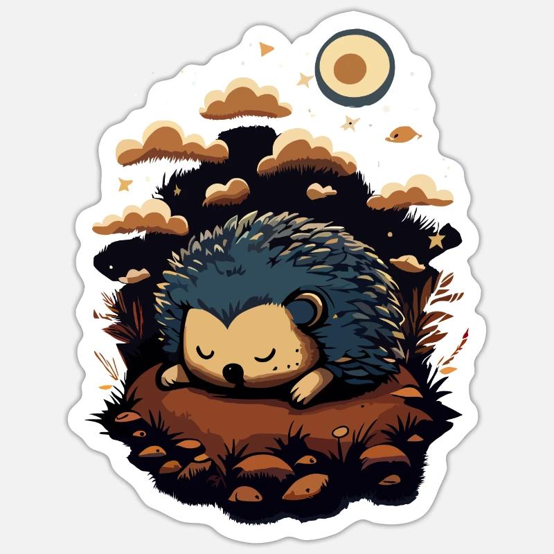 Cute Hedgehog Sleeping - Sticker size S (10 x 10 cm) - white matte