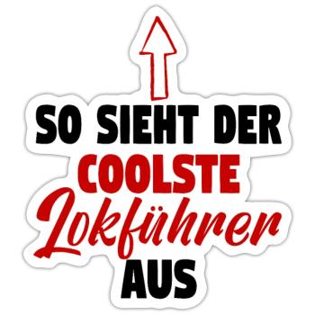 Dampflok Lokführer Eisenbahner Eisenbahn Vater - Sticker Größe S (10 x 10 cm) - Mattweiß - Vorne