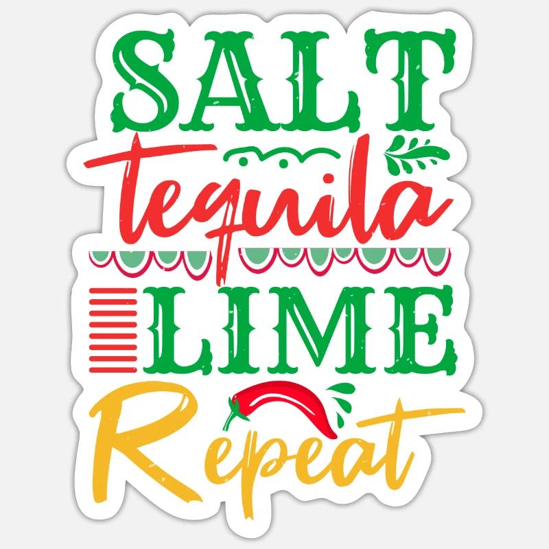 SEL TEQUILA LIME RÉPÉTER - Sticker taille S (10 x 10 cm) - blanc mat