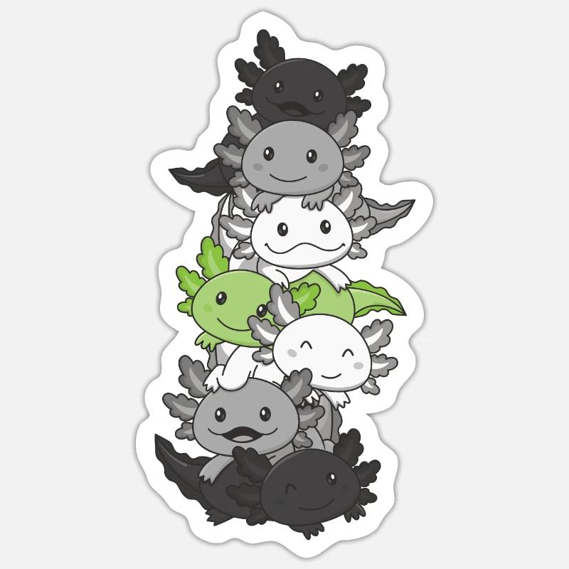 Agender Flag Non Binary Pride LGBTQ Axolotl Sticker Größe S (10 x 10 cm)
