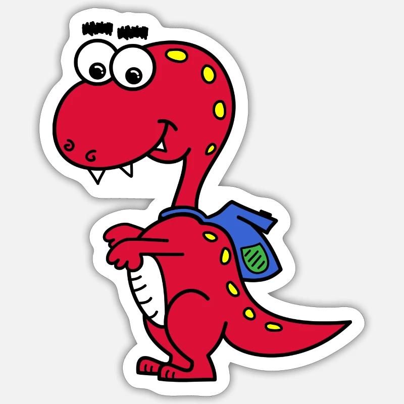 T-Rex avec sac à dos Sticker taille S (10 x 10 cm)