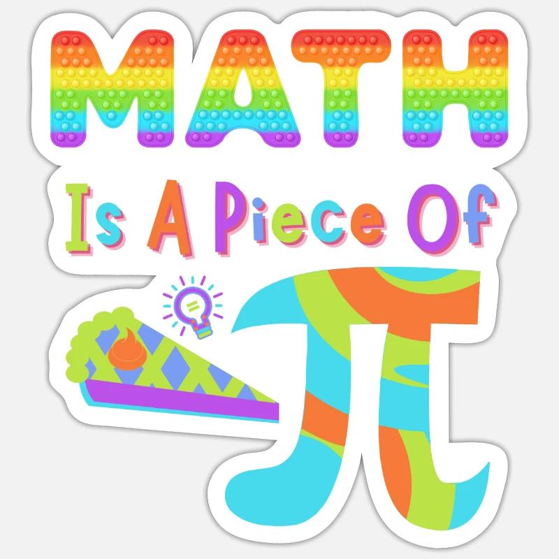 Pi Day 2023 Mathe ist ein Stück Pi Regenbogenbuchstaben - Sticker Größe S (10 x 10 cm) - Mattweiß