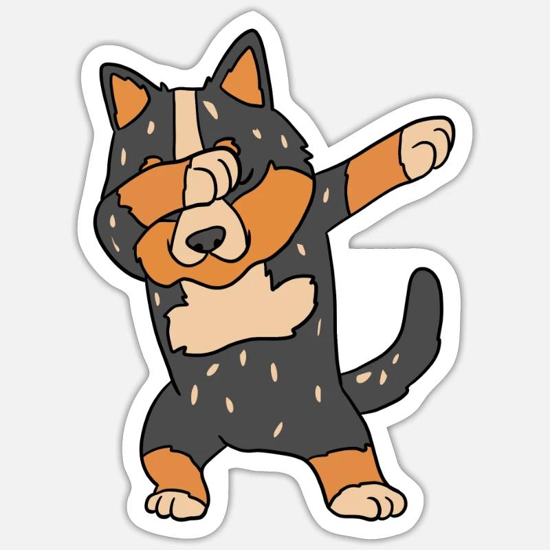 Bouvier australien - Sticker taille S (10 x 10 cm) - blanc mat