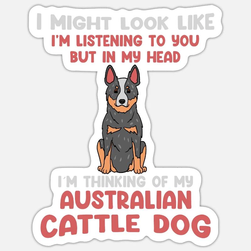 Bouvier australien - Sticker taille S (10 x 10 cm) - blanc mat