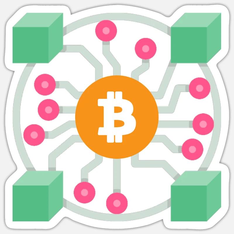 Conception de la blockchain Bitcoin Sticker taille S (10 x 10 cm)