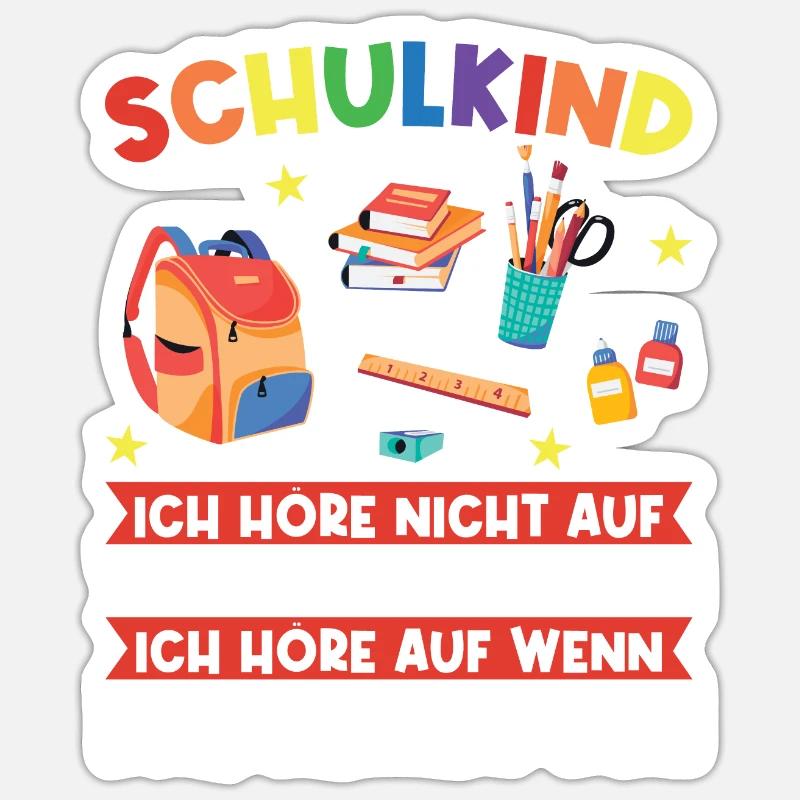 Schulkind Einschulung Schulstart Geschenk - Sticker Größe S (10 x 10 cm) - Mattweiß