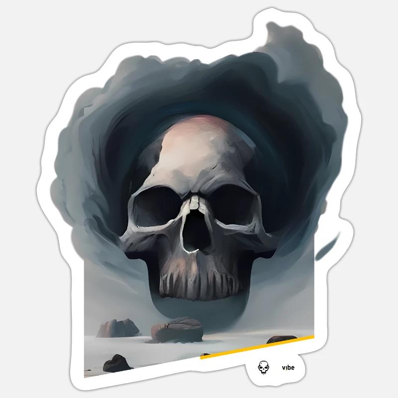 Grimmiger Schädel - Sticker Größe S (10 x 10 cm) - Mattweiß