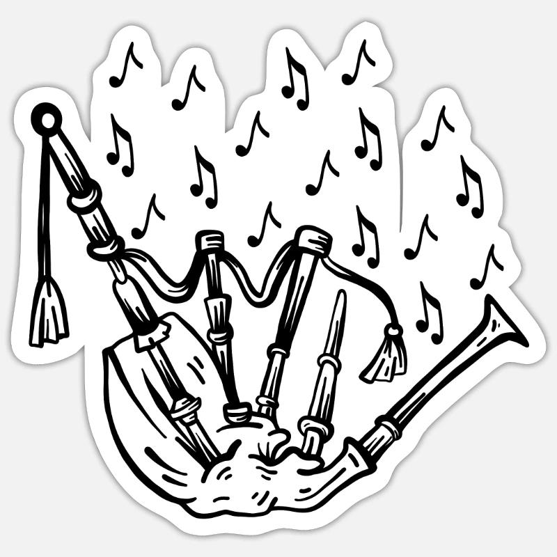 Cornemuse avec notes de musique Musicien de cornemuse Sticker taille S (10 x 10 cm)