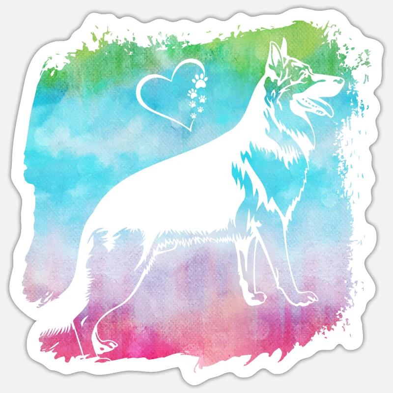 Deutscher Schäferhund - Sticker Größe S (10 x 10 cm) - Mattweiß
