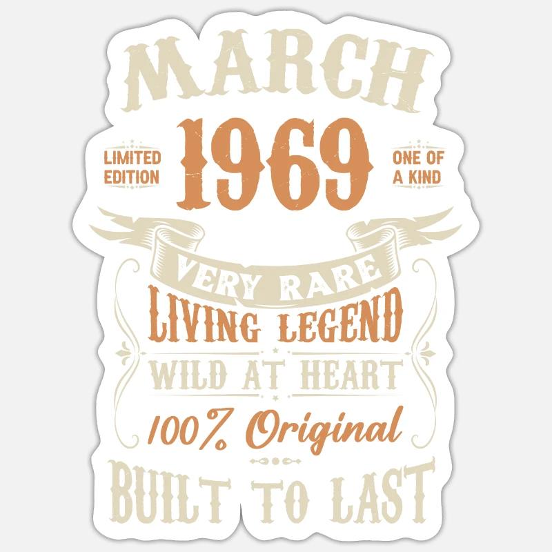 März 1969 Geburtstagsgeschenk - Sticker Größe S (10 x 10 cm) - Mattweiß