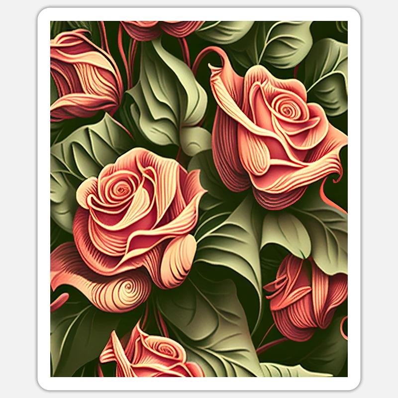 Intruiging Roses Pattern - Sticker size S (10 x 10 cm) - white matte