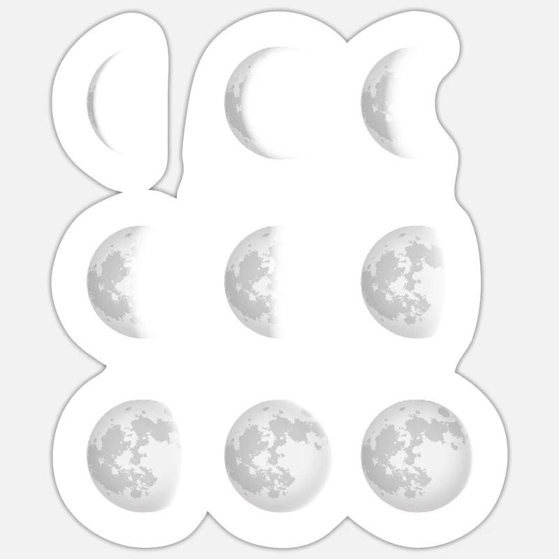 Pleine Lune Astrologie Astronomie Eclipse Phase Lune - Sticker taille S (10 x 10 cm) - blanc mat