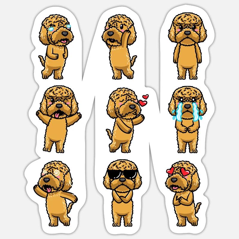 Kawaii Cockapoo Hund Emoticon - Sticker Größe S (10 x 10 cm) - Mattweiß
